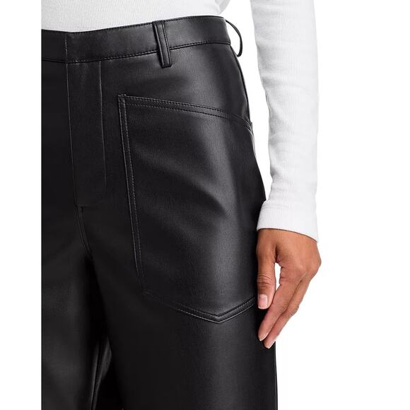Steve Madden Women Black Faux Leather Haniel Relaxed Barrel Leg Pants Size M - Picture 4 of 7